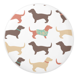 Fun Dachshund Dog Pattern Ceramic Knob