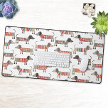Fun Dachshund Wiener Sausage Dog Desk Mat<br><div class="desc">Cute little Dachshund sausage or wiener dogs in cosy woolly knitwear. Perfect for dog lovers. Original art by Nic Squirrell.</div>