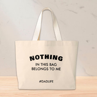 Fun Dad Slogan Dadlife Bold Typography Dad gift  Large Tote Bag