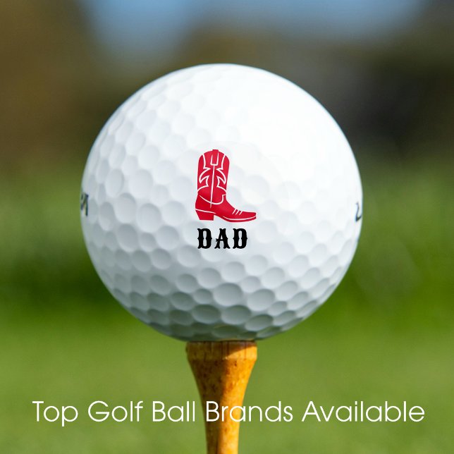 Fun Dad Western Cowboy Boot Rustic Red Set Golf Balls (Creator Uploaded)