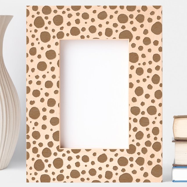Fun Dalmatian Spots Pattern Etched Frames (Dalmatian spots modern abstract etched wooden photo frame)