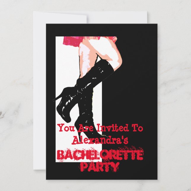 Fun dancing girl personalised bachelorette party invitation (Front)