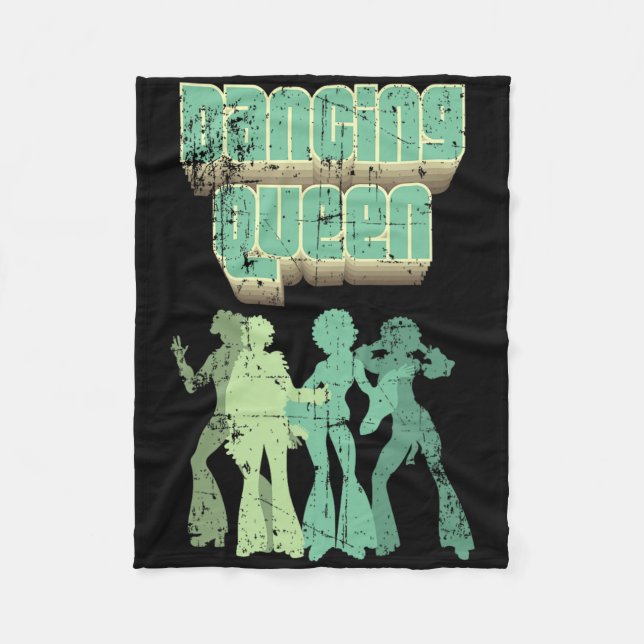 Fun Dancing Queen Disco Party Retro Distressed Des Fleece Blanket (Front)