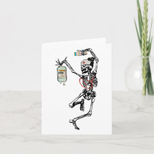 Fun Dancing Skeleton Nurse Halloween Costume Spook Card