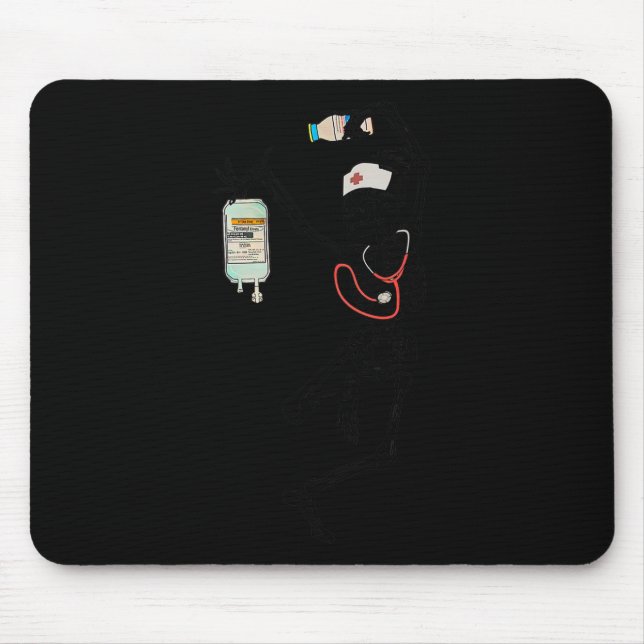 Fun Dancing Skeleton Nurse Halloween Costume Spook Mouse Mat (Front)