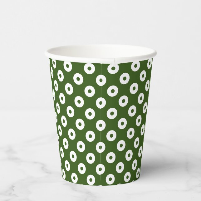 Fun Dark Green with Green and White Polka-Dots Paper Cups (Right)