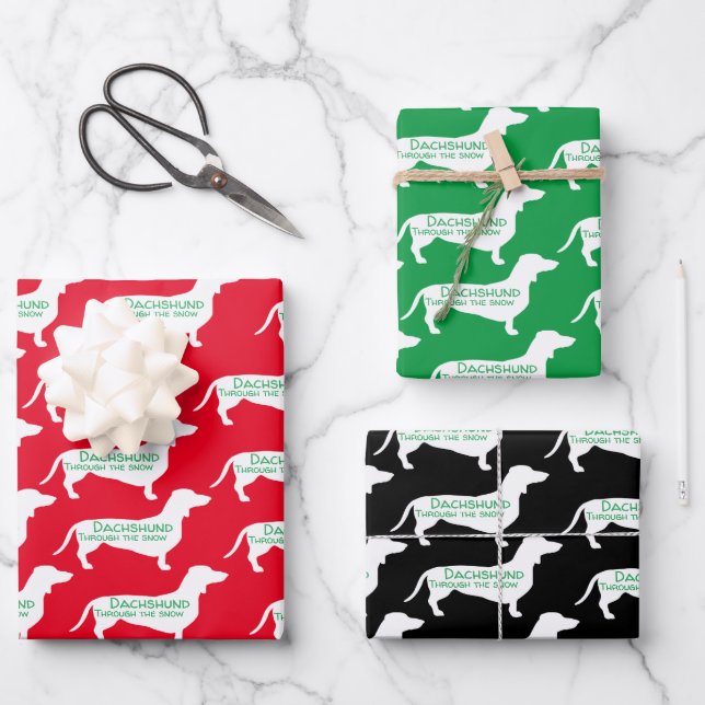 Fun Dashing Dachshund Wrapping Paper Sheet (Front)