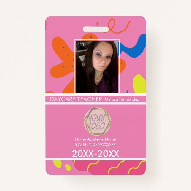 Fun Day Care Teacher Badge ID Badge (Front)