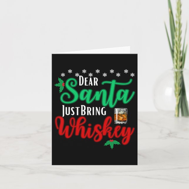 Fun Dear Santa Just Bring Whiskey Christmas Pajama Card (Front)