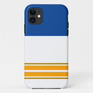 Fun Deep Blue White Yellow Bottom Racing Stripes iPhone 11 Case