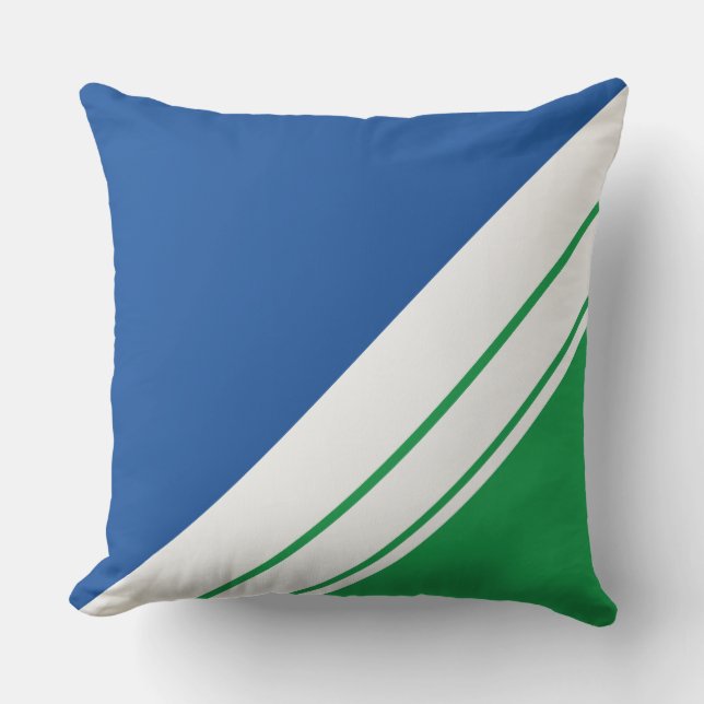 Fun Deep Lake Blue Green White Racing Stripes  Cushion (Front)