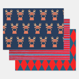 FUN DEER WITH FACE MASK FLAT SHEET Wrapping Paper