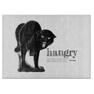 Fun Definition of hangry vintage angry black cat Cutting Board