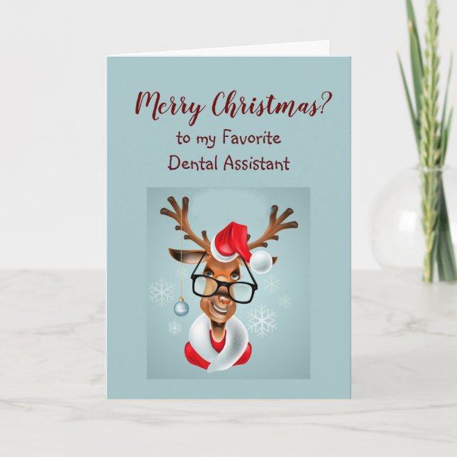 Fun Dental Assistant Christmas Wishes Santa Claus  Holiday Card (Front)