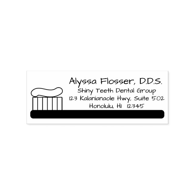 Fun Dentist Custom Return Address Stamp Toothbrush (Imprint)