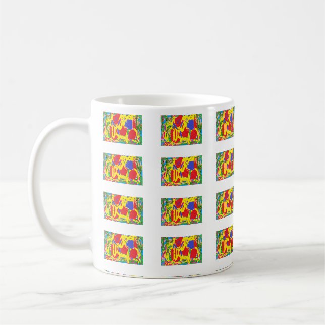Fun design pattern vivid colours on a mug (Left)