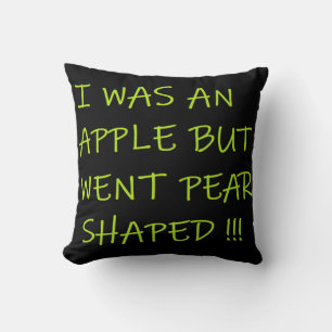 Fun design to make you laugh text on black cushion