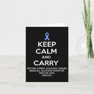 Fun Diabetic Keep Calm Type 1 Type 2 Diabetes Awar Card