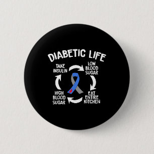 Fun Diabetic Life Cycle Diabetes Awareness Gift  6 Cm Round Badge