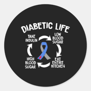 Fun Diabetic Life Cycle Diabetes Awareness Gift  Classic Round Sticker