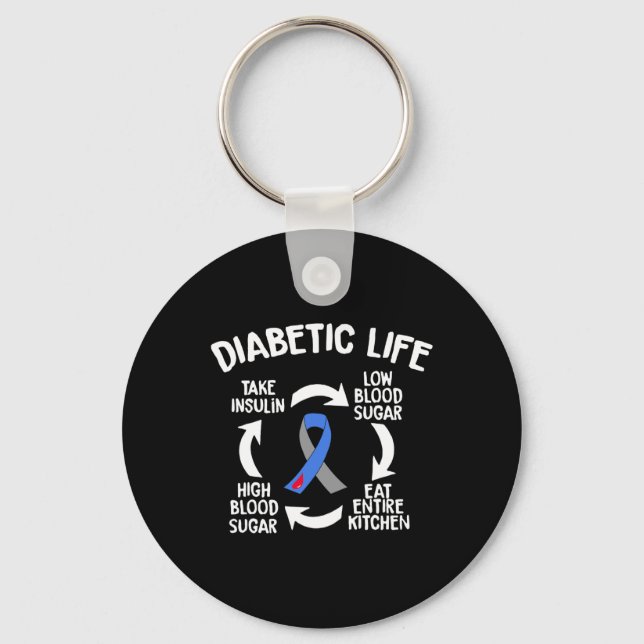 Fun Diabetic Life Cycle Diabetes Awareness Gift  Key Ring (Front)