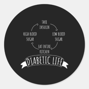 Fun Diabetic Life Cycle Diabetes Awareness Survivo Classic Round Sticker