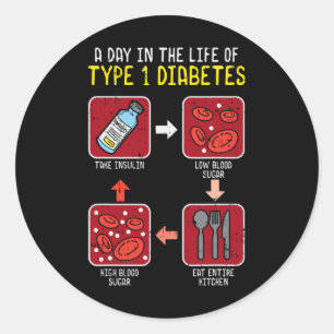 Fun Diabetic Type 1 Life Cycle - Fun Diabetes Awar Classic Round Sticker
