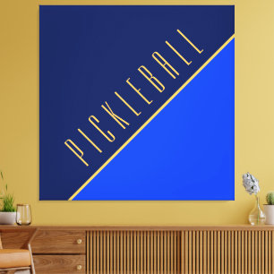 Fun Diagonal Bold Blue Black Warm Pickleball Text Canvas Print