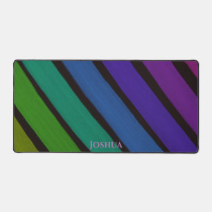Fun Diagonal Stripe Happy Rainbow Desk Mat
