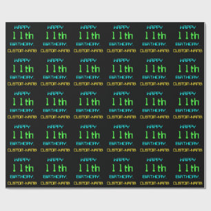 Fun Digital Computing Themed 11th Birthday Wrapping Paper
