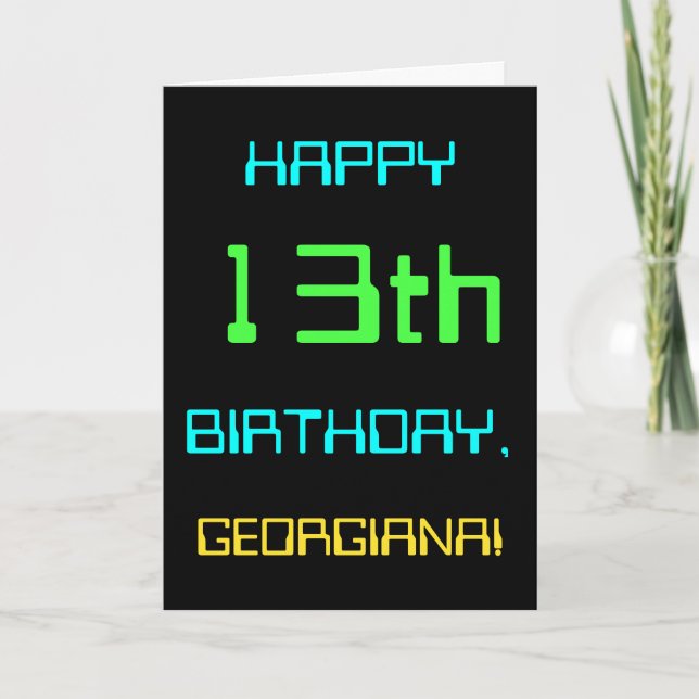 Fun Digital Computing Themed 13th Birthday Card (Front)