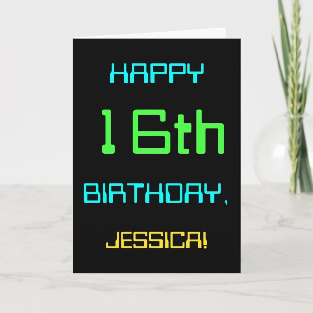 Fun Digital Computing Themed 16th Birthday Card (Front)