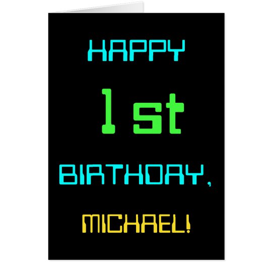 Fun Digital Computing Themed 1st Birthday Card
