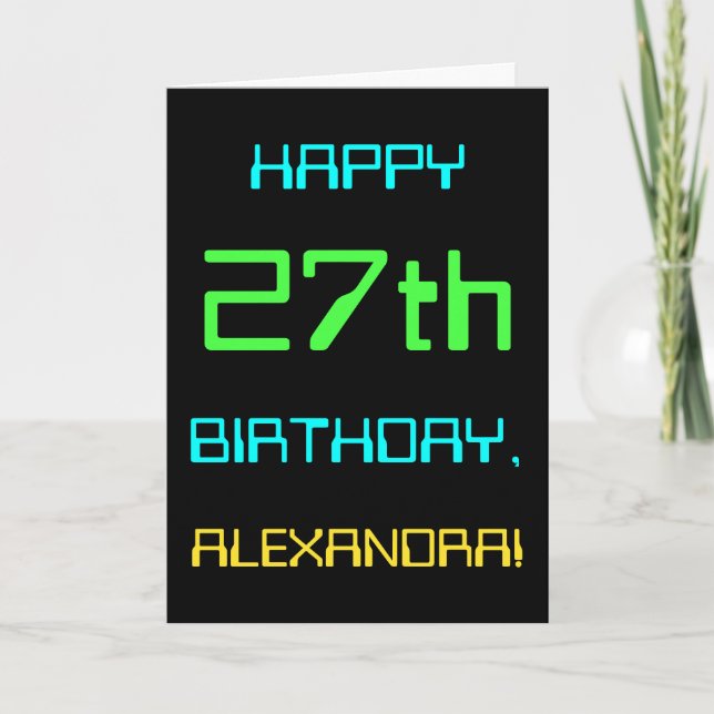Fun Digital Computing Themed 27th Birthday Card (Front)
