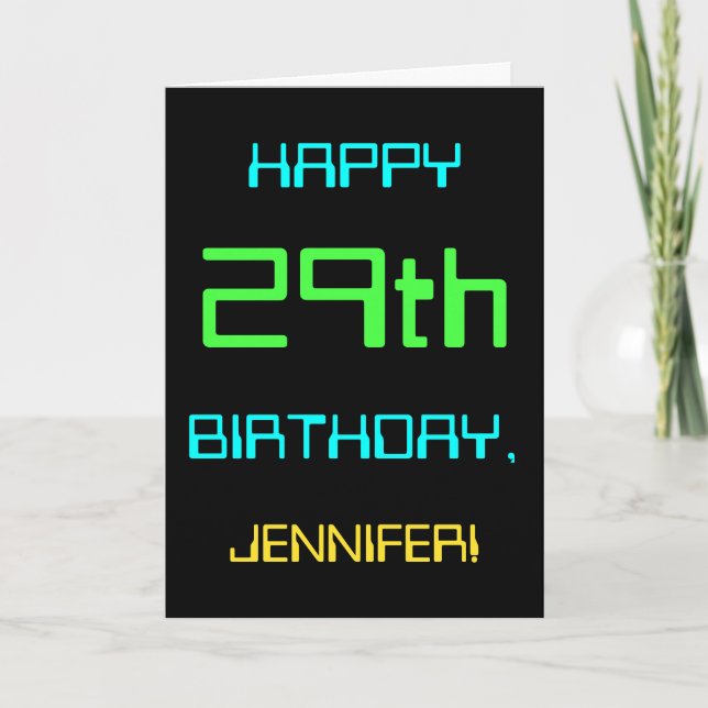 Fun Digital Computing Themed 29th Birthday Card (Front)