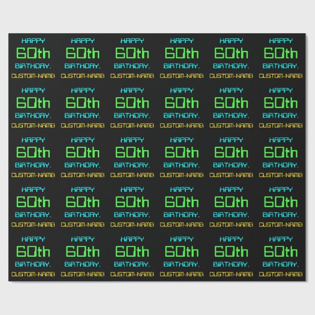 Fun Digital Computing Themed 60th Birthday Wrapping Paper (Flat)