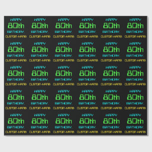 Fun Digital Computing Themed 80th Birthday Wrapping Paper