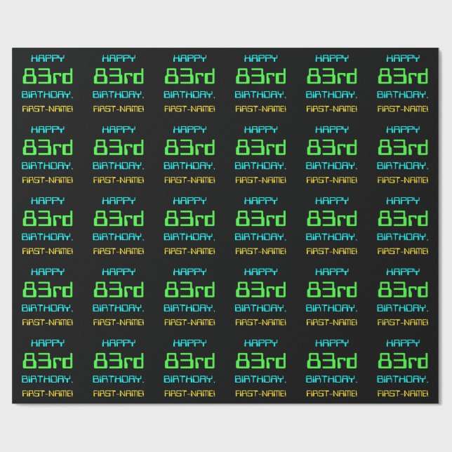 Fun Digital Computing Themed 83rd Birthday Wrapping Paper (Flat)
