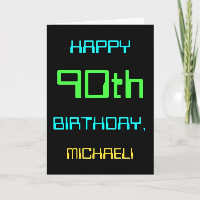 Fun Digital Computing Themed 90th Birthday Card (Front)