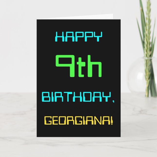 Fun Digital Computing Themed 9th Birthday Card (Front)