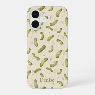 Fun Dill Pickle Pattern iPhone 16 Case