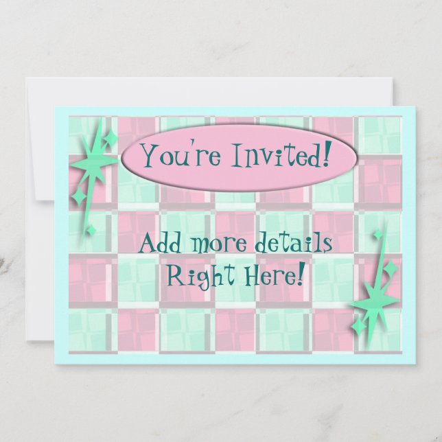 Fun Diner Style Retro Pattern Art Cute Invitation (Front)
