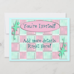 Fun Diner Style Retro Pattern Art Cute Invitation
