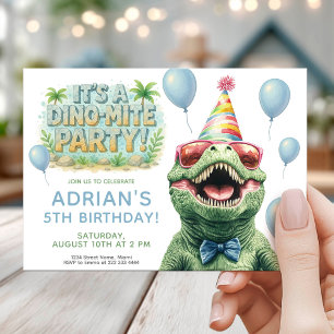 Fun Dino Birthday Party Design Invitation