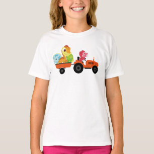 Fun DINO dinosaur tractor Farm School Birthday boy T-Shirt