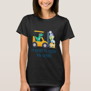 Fun dino tractor Truck Birthday School boy kids T-Shirt