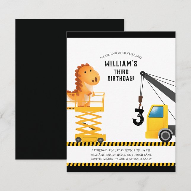 Fun Dinosaur Birthday Party Invitation (Front/Back)