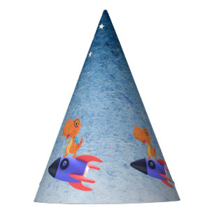 Fun dinosaur colourful rocket School Birthday part Party Hat