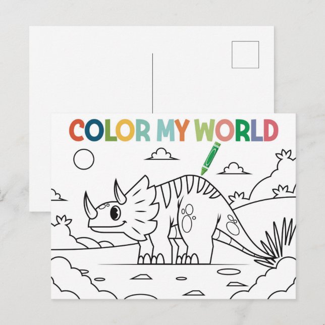 Fun Dinosaur Colouring Page  Postcard (Front/Back)