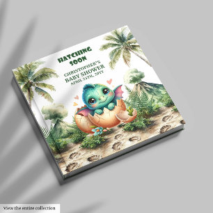 Fun Dinosaur Hatching Soon Baby Shower Guest Book
